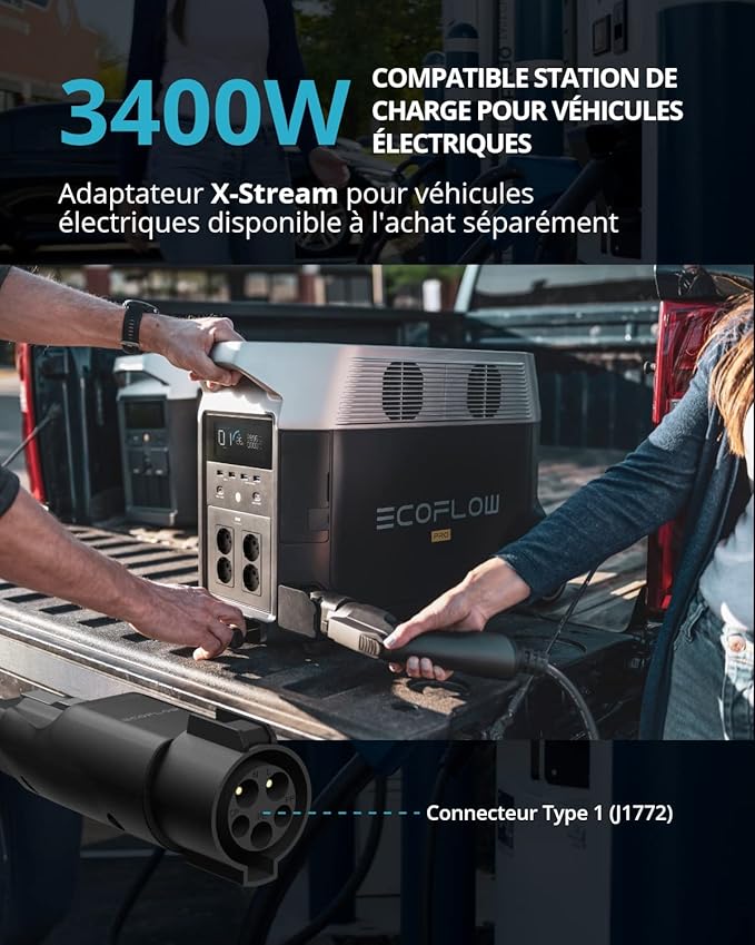 Générateur d'énergie portable Ef Ecoflow Delta Pro Batterie pour la maison extensible 3,6 kWh - 25 kWh, grande sortie CA 3600 W, générateur solaire d'énergie de secours pour les logements, voyages