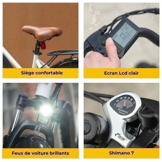 YOLOWAY C10 Vélo Électrique 26″ – Moteur 250W – Batterie Amovible 36V 12.5Ah – Autonomie 90km