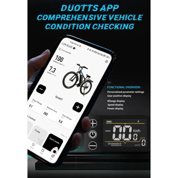 DUOTTS C29 Vélo Électrique 29" - Motor 750W Batterie Amovible 48V/15Ah,Shimano 21