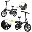 AVDLEU – Vélo Électrique Pliable 16" – Moteur 250W – Batterie Amovible 36V 11,4Ah – Autonomie jusqu'à 80 km – Noir