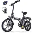 AVDLEU – Vélo Électrique Pliable 16" – Moteur 250W – Batterie Amovible 36V 11,4Ah – Autonomie jusqu'à 80 km – Noir