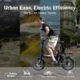 AVDLEU – Vélo Électrique Pliable 16" – Moteur 250W – Batterie Amovible 36V 11,4Ah – Autonomie jusqu'à 80 km – Noir