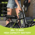 AVDLEU A10 – Vélo Électrique Pliable 16" – Moteur 250 W – Batterie Amovible 36 V 11,4 Ah – Autonomie jusqu'à 80 km