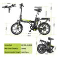 AVDLEU A10 – Vélo Électrique Pliable 16" – Moteur 250 W – Batterie Amovible 36 V 11,4 Ah – Autonomie jusqu'à 80 km