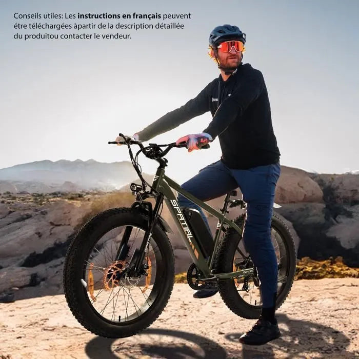 SPATIAL Vélo électrique 26"*4 Vert-Moteur 1000W- Batterie 48V13Ah- Shimano 7 Vitesses - VTT Ville E-Bike