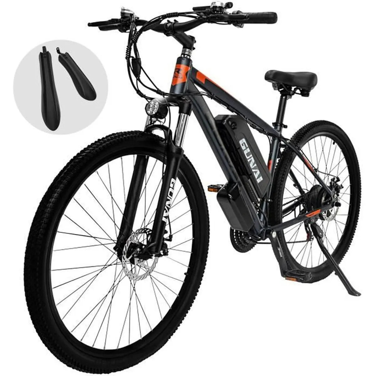 GUNAI GN29 – VTT Électrique 29″ – 750 W – Batterie 48 V 15 Ah – 21 Vitesses – Gris