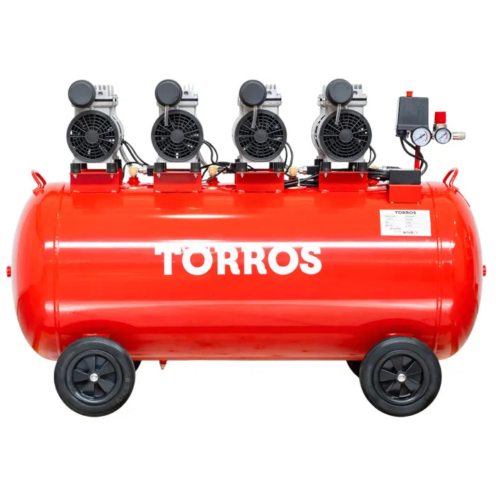 Compresseur silencieux sans huile cuve 200 L 3 kW / 4 Ch 560 L/min 10 bar 81 dB(A) 230V Torros TC2004010MS